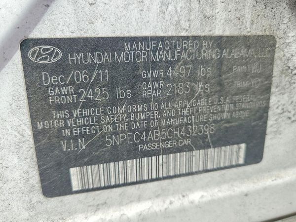 2012 HYUNDAI SONATA Middle level