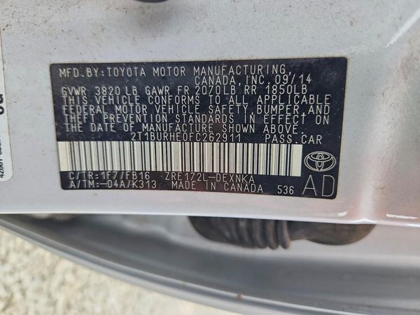 2015 TOYOTA COROLLA L/LE