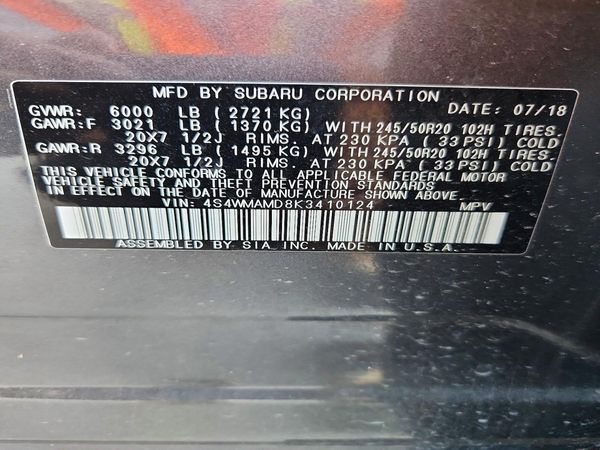 2019 SUBARU ASCENT Limited 7+ES+KA