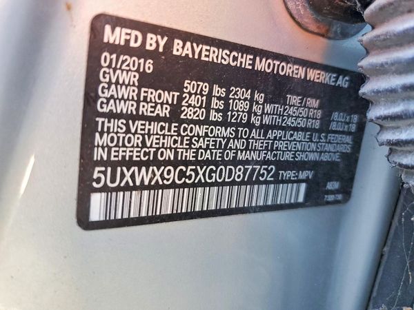 2016 BMW X3 xDrive28i — VINS