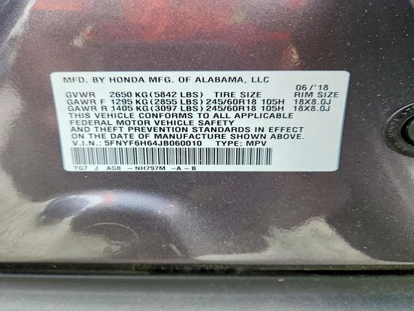 2018 HONDA PILOT EXL SENSING