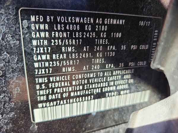2017 VOLKSWAGEN TIGUAN S, Limited