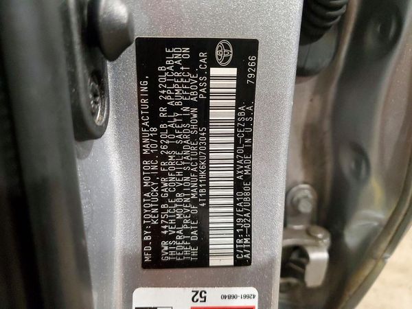 2019 TOYOTA CAMRY L/LE/SE/XLE