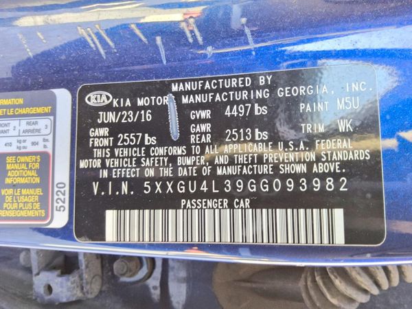 2016 KIA OPTIMA GLS, JSL