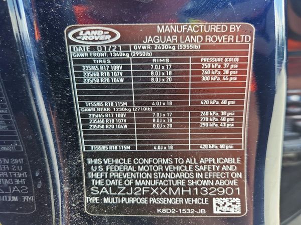 2021 LAND ROVER RANGE ROVER EVOQUE S