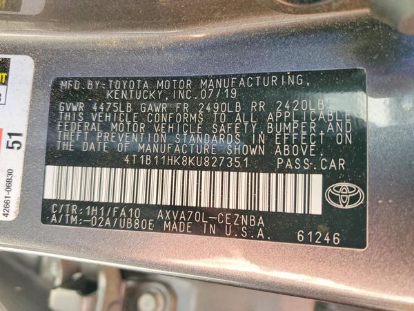 2019 TOYOTA CAMRY L/LE/SE/XLE
