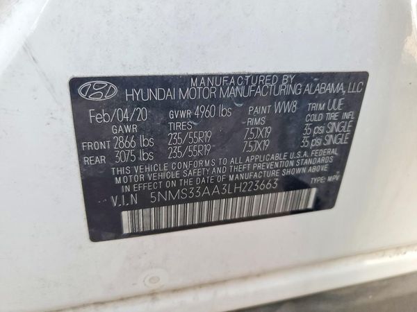 2020 HYUNDAI SANTA FE SEL
