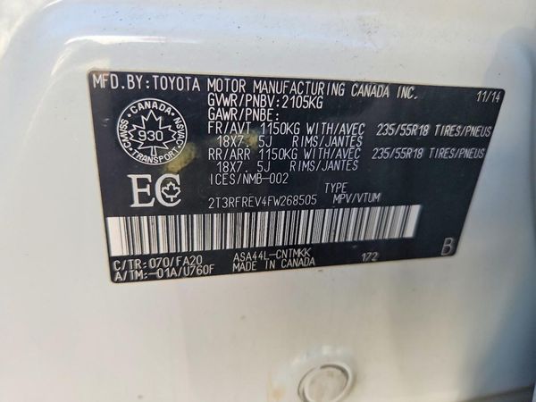 2015 TOYOTA RAV4 XLE (M Grade)