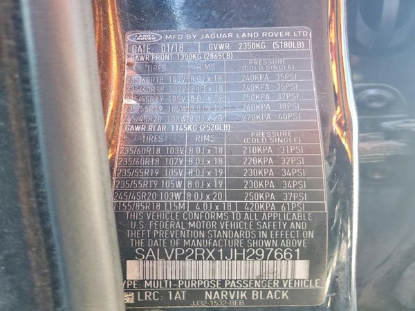 2018 LAND ROVER RANGE ROVER EVOQUE SE/SE Premium