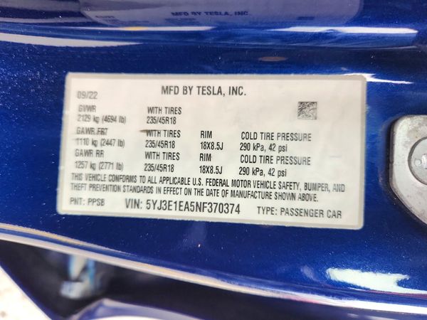 2022 TESLA MODEL 3