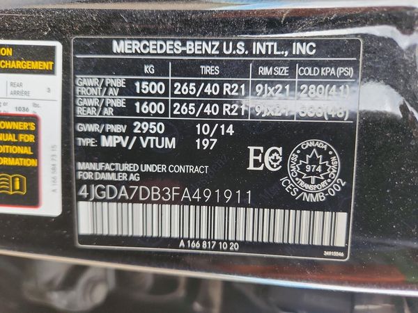 2015 MERCEDES-BENZ ML ML550 4-MATIC