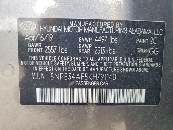 2019 HYUNDAI SONATA
