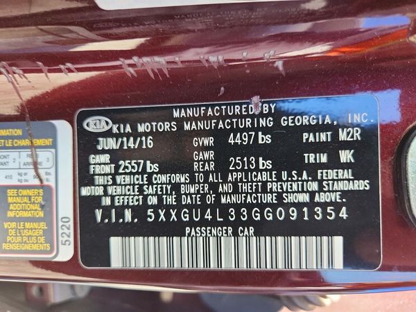 2016 KIA OPTIMA GLS, JSL