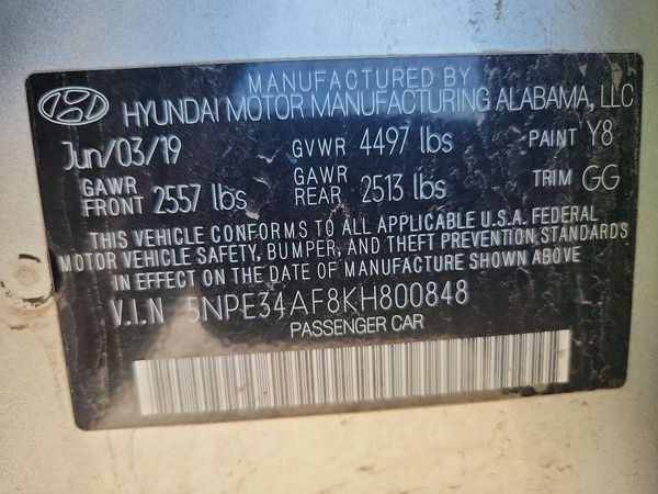 2019 HYUNDAI SONATA