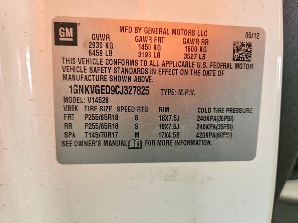 2012 CHEVROLET TRAVERSE LT — VINS