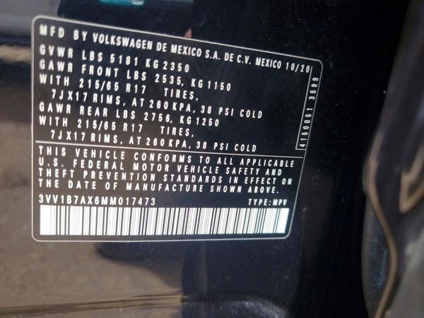 2021 VOLKSWAGEN TIGUAN S