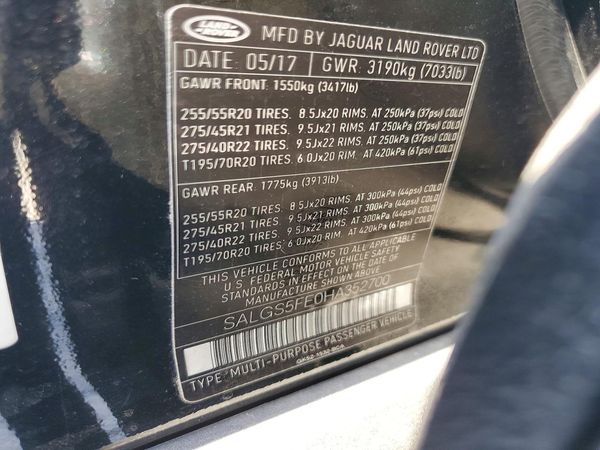 2017 LAND ROVER RANGE ROVER
