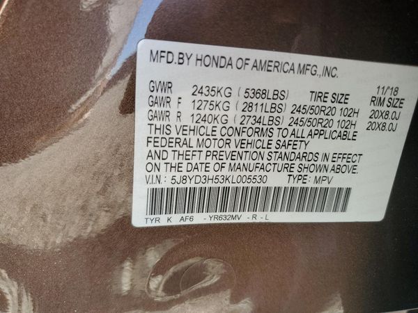 2019 ACURA MDX TECH 7P