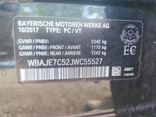 2018 BMW 540 xDrive — VINS