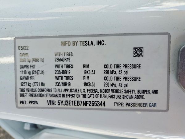 2022 TESLA MODEL 3