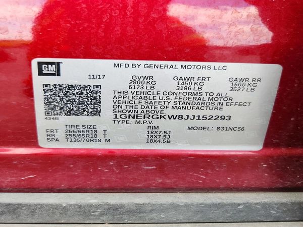2018 CHEVROLET TRAVERSE LT