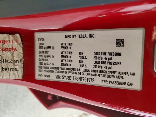 2022 TESLA MODEL 3