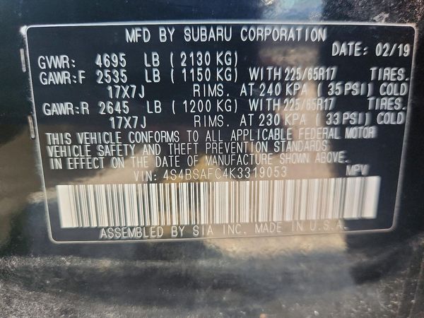2019 SUBARU OUTBACK Premium+ES