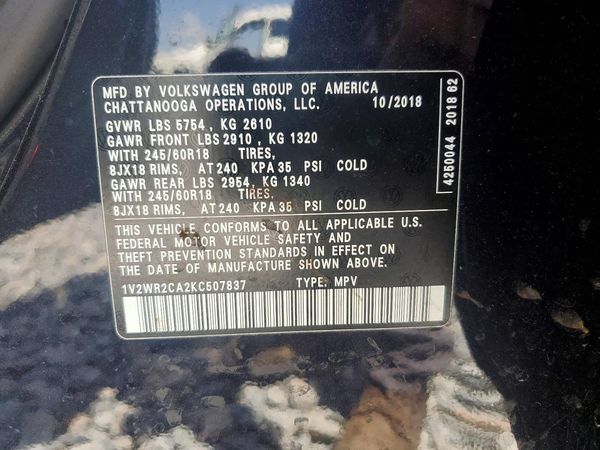 2019 VOLKSWAGEN ATLAS SE