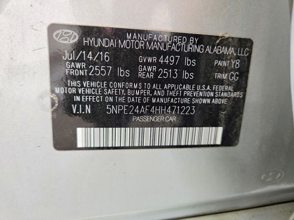 2017 HYUNDAI SONATA SE, Eco