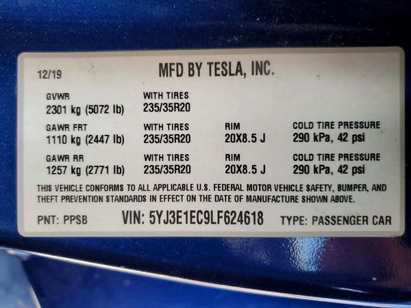 2020 TESLA MODEL 3 PERFORMANCE
