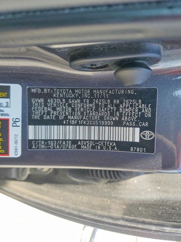 2012 TOYOTA CAMRY