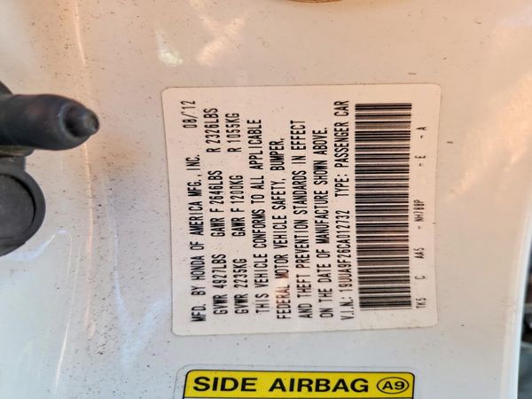 2012 ACURA TL SH-AWD — VINS