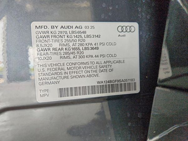 2025 AUDI ALL OTHER — VINS