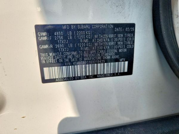 2025 SUBARU OUTBACK Premium — VINS