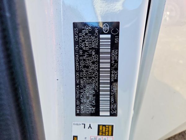 2023 TOYOTA PRIUS — VINS