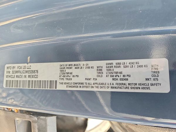 2021 RAM PROMASTER 3500 — VINS