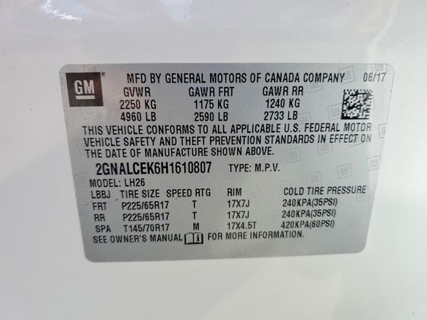 2017 CHEVROLET EQUINOX LT / FL
