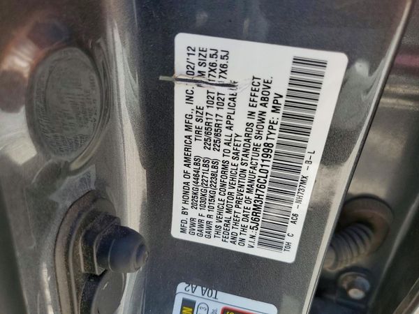 2012 HONDA CRV EX-L