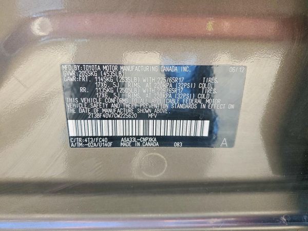 2012 TOYOTA RAV4 BASE Standard