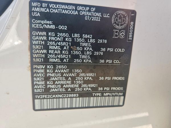 2022 VOLKSWAGEN ATLAS CROSS SPORT