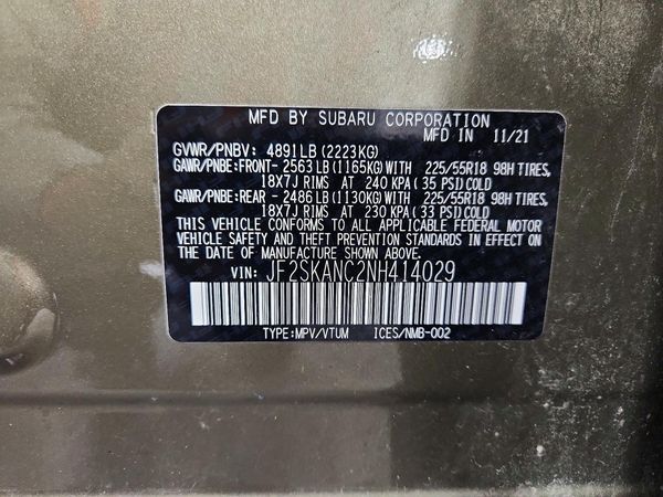 2022 SUBARU FORESTER Limited — VINS