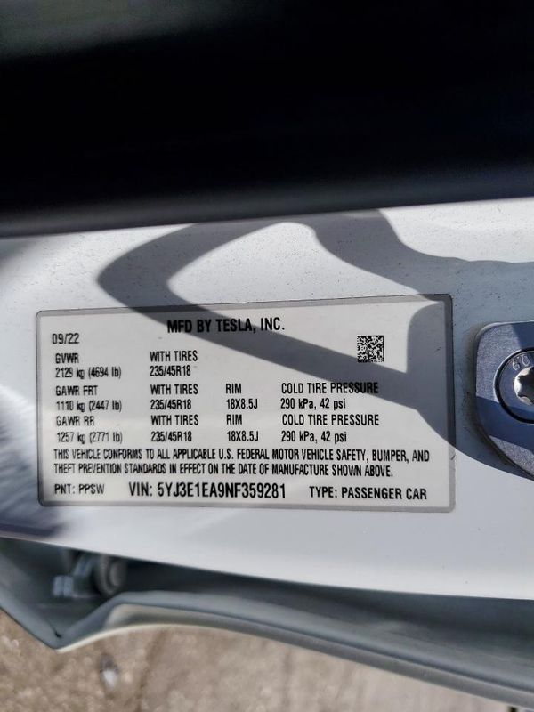 2022 TESLA MODEL 3