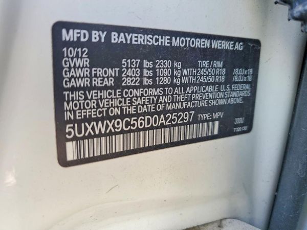 2013 BMW X3 xDrive28i — VINS