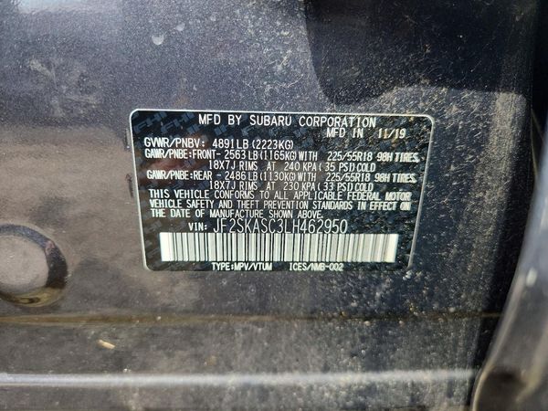 2020 SUBARU FORESTER Ltd Base+ES+KA — VINS
