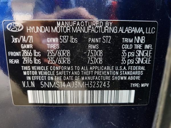 2021 HYUNDAI SANTA FE SE