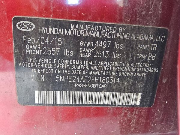 2015 HYUNDAI SONATA SE, ECO