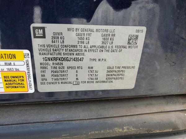 2016 CHEVROLET TRAVERSE