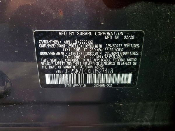 2020 SUBARU FORESTER Base Plus+ES