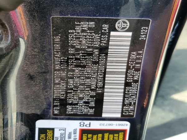 2012 TOYOTA CAMRY