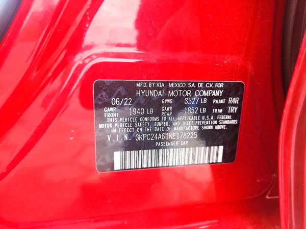 2022 HYUNDAI ACCENT SE, SEL